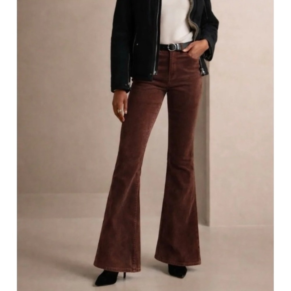Banana Republic High Rise Flare Velvet Jean Coconut Brown 28